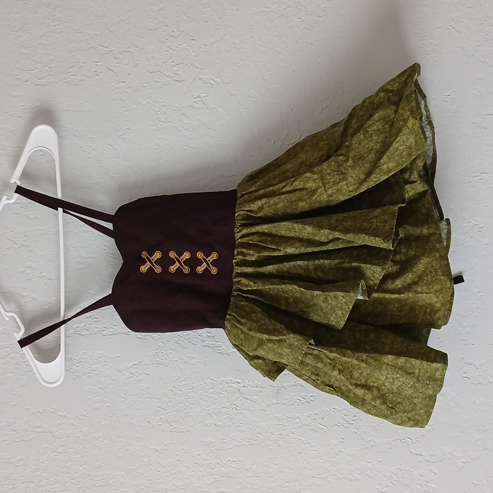 Brown And Olive Green Dress